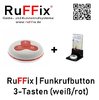 RuFFix ® 3 Tasten - Funkbutton weiß/rot inkl. Aufsteller