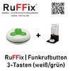 RuFFix ® 3 Tasten - Funkbutton weiß/grün inkl. Aufsteller