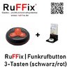 RuFFix ® 3 Tasten - Funkbutton grau/rot inkl. Aufsteller
