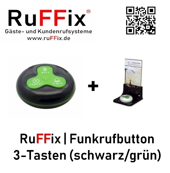 RuFFix ® das OriginalKundenruf System1x Funkrufbutton grün inkl.Aufsteller 