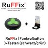 RuFFix ® 3 Tasten - Funkbutton grau/grün inkl. Aufsteller