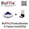 RuFFix ® 3 Tasten - Funkbutton weiß/lila inkl. Aufsteller