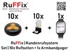 RuFFix ® Komplettset | 10x Funkbuttons grau/orange + 1x Funk-Armbandpager