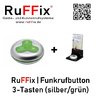RuFFix ® 3 Tasten - Funkbutton silber/grün inkl. Aufsteller