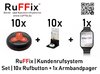 RuFFix ® Komplettset | 10x Funkbuttons grau/rot + 1x Funk-Armbandpager