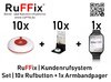 RuFFix ® Komplettset | 10x Funkbuttons rot + 1x Funk-Armbandpager