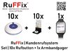 RuFFix ® Komplettset | 10x Funkbuttons blau + 1 Funk-Armbandpager